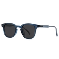 Classic blue translucent round frame polarized sunglasses with vintage metal rivets - Blue Frame Grey Lens
