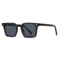 Polarized square sunglasses with dark grey translucent frames for men and women - Dark Grey Frame Black Grey Lens