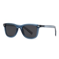 Lunettes de soleil carrées polarisées avec monture bleu foncé translucide et verres gris - Monture Bleue Verres Gris