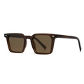 Classic polarized square sunglasses with dark brown frames and metallic arrow temple details - Tea Frame Tea Lens