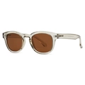 Classic round polarized sunglasses with transparent grey frame and brown lenses - Champagne Frame Tea Lens