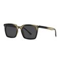 Modern retro square polarized sunglasses with black-coffee gradient frames and rivets - Tea Frame Grey
