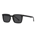 Modern retro square polarized sunglasses in matte black with silver stud accents - Sand Black / Black Grey