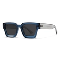Modern square polarized sunglasses with translucent blue frame and dark grey lenses - Blue Frame Grey Lens