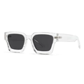 Modern retro square polarized sunglasses with transparent thick frames and dark grey lenses - Transparent Black Gray