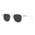 Modern unisex polarized sunglasses with transparent polygonal frame and dark square lenses - Transparent Frame Grey Lens (C6)