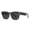 Lunettes de soleil polarisées carrées unisexes avec monture translucide foncée et verres - Monture Vert Olive Verres Gris