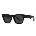 Classic matte black square polarized sunglasses with wide temples on white background - Sand Black / Black Grey
