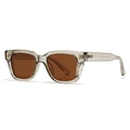 Modern polygon polarized sunglasses with transparent grey frames and gold rivet details - Champagne