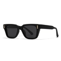 Chic polygonal black square sunglasses with gold rivet accents and dark grey lenses - Matte Black