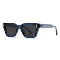 Modern square sunglasses with translucent dark blue frames and dark grey polarized lenses - Blue