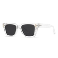 Polygonal oversized sunglasses with clear acetate frame and golden bone metal accents - Clear