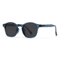Gafas de sol redondas polarizadas retro con montura azul oscuro transparente y lentes grises - Montura azul transparente Lente gris negro