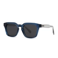 Polarized polygon sunglasses with translucent blue frames and dark square lenses - Blue Frame Grey Lens