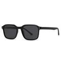 Classic black square polarized sunglasses with silver rivets and integrated frame for unisex - C4 Sand Black Frame Grey Lens