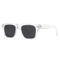 Classic polarized square sunglasses featuring a transparent frame and dark grey lenses - Transparent Black Gray