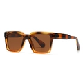 Square tortoise shell sunglasses with dark brown lenses and high-gloss finish - Hawksbill Frame Tea Lens (C3)