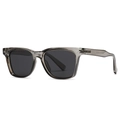 Neutral crystal grey polarized sunglasses with dark grey lenses and polygonal frame - C3 Grey Frame Grey