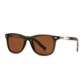 Classic polarized square sunglasses with translucent olive frames and brown lenses - Tea Frame Tea Lens