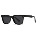 Classic black square polarized sunglasses with decorative silver arrow on thick frames - C1 Bright Black Frame Grey Lens