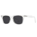 Modern unisex polarized sunglasses with polygon frame and dark grey lenses on white background - C6 Transparent Grey