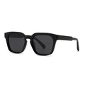 Modern matte black square polarized sunglasses with thick frame and dark grey lenses - Sand Black / Black Grey