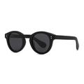 Classic round polarized sunglasses in matte black finish with double silver stud accents - Matte Black