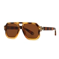 Retro oversized square sunglasses with tortoise frame and brown polarized lenses - Tortoise Frame Tea Lens