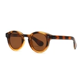Retro round polarized sunglasses with tortoiseshell amber frames and brown lenses - Tortoise