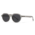 Gafas de sol polarizadas redondas retro con montura gris y lentes gris oscuro - C6 Marco Gris Lentes Grises Negras