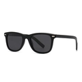 Classic matte black square polarized sunglasses with grey lenses and silver metal hinges - Sand Black / Black Grey