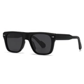 Classic black square polarized sunglasses with silver arrow metal accents and dark grey lenses - Sand Black / Black Grey