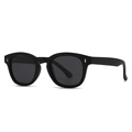 Polarized sunglasses with matte black round frame and dark grey lenses for men and women - Sand Black / Black Grey