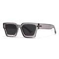 Modern retro square sunglasses with transparent smoke grey frame and dark grey lenses - Light Grey Frame Grey Lens