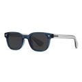 Classic round polarized sunglasses featuring a transparent blue frame and dark grey lenses - C3 Blue Frame Grey Lens