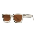 Modern retro square sunglasses with translucent smoke grey frames and brown polarized lenses - Champagne Frame Tea Lens