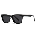 Classic black polarized sunglasses with matte frame and silver metal accents - C5 Matte Black Grey
