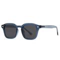 Klassische unisex Polarisierte Sonnenbrille mit blauem Rahmen und grauen Gläsern im Rundstil - Transparent Blauer Rahmen Schwarz Graue Gläser
