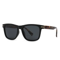 Modern square polarized sunglasses with black frames and tortoise shell temples - Black Gray Frame Tortoise Temples (C1)