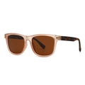 Modern retro square polarized sunglasses with champagne pink frame and tortoiseshell arms - Champagne Frame Tea Lens (C6)