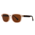 Chic retro polygon sunglasses with nude pink frosted frames and tortoise temples - C2 Champagne Frame Tea Lens