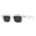 Moderne polarisierte Rechteck-Sonnenbrille mit transparentem Rahmen und dunklen Gläsern - Transparenter Rahmen / Schwarzgraue Gläser