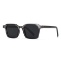 Modern geometric square sunglasses with translucent grey frames and dark UV lenses - Transparent Grey Frame Black Grey Lens (C3)