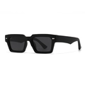 Moderne polarisierte quadratische Sonnenbrille in Mattschwarz mit silbernen Nieten - Sandiges Schwarz / Schwarzgraue Linse