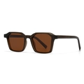 Retro polarized sunglasses with dark coffee matte frames and brown lenses in a side view - Tea Frame Tea Lens (C4)