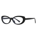 Occhiali da sole ovali cat-eye retrò moderni da donna in stile nero minimalista - Montatura Nera con Lenti Bianche Chiare (C4 Montatura Nera Bianco)