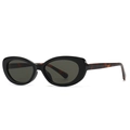 Occhiali da sole ovali vintage neri con stanghette a macchie di leopardo per donna - Montatura Nera con Aste Tartarugate (C1 Nero Grigio Tartaruga)