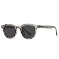Gafas de sol polarizadas redondas clásicas con montura gris y lentes oscuras - Montura gris transparente Lente gris negro