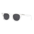 Gafas de sol redondas con montura transparente y cristales polarizados oscuros en fondo blanco - C4 Montura Transparente Lentes Grises
