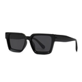 Classic polarized square sunglasses in glossy black finish with dark grey lenses - Glossy Black Frame Grey Lens